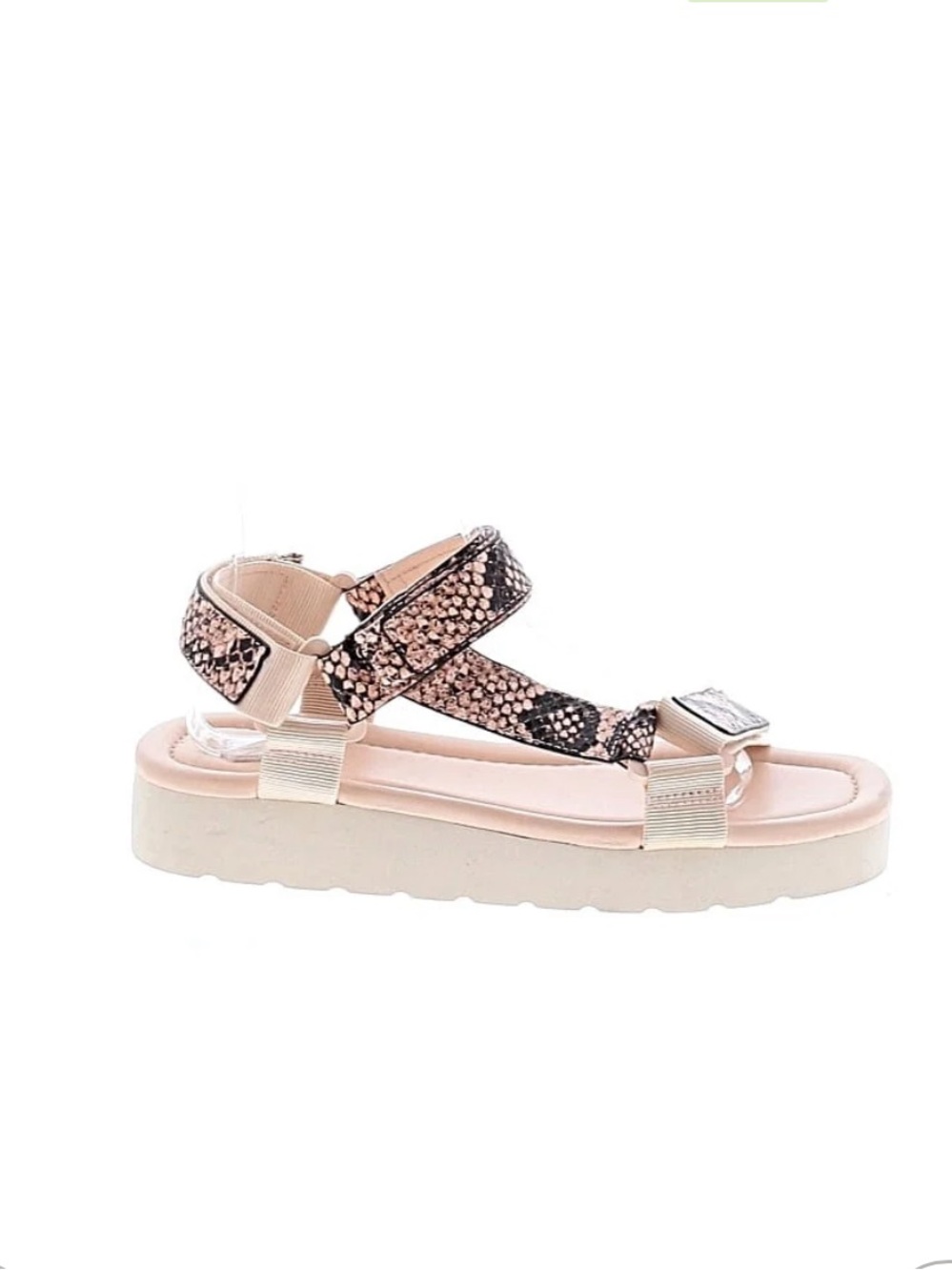 Vince Leather Pink & Black Snake-Print Sandals